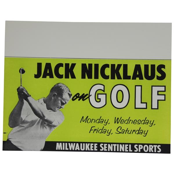 Jack Nicklaus on GOLF Mon-Wed-Fri-Sat Milwaukee Sentinel Sports Broadside - 15 1/2" x 11 3/4"