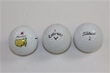 Masters Champions Tommy Aaron, Vijay Singh, & Fred Couples Signed Golf Balls JSA ALOA