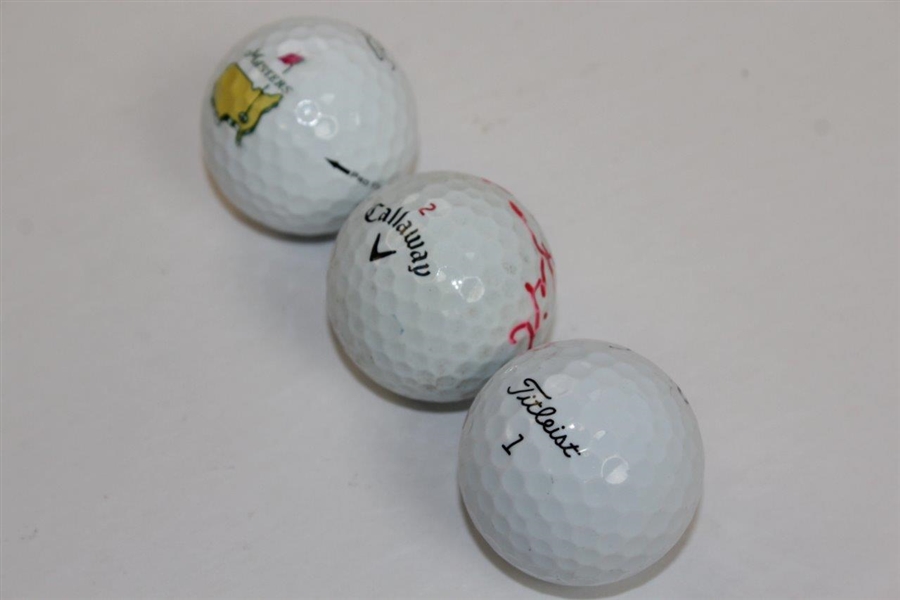 Masters Champions Tommy Aaron, Vijay Singh, & Fred Couples Signed Golf Balls JSA ALOA