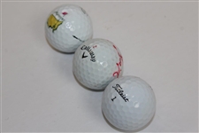 Masters Champions Tommy Aaron, Vijay Singh, & Fred Couples Signed Golf Balls JSA ALOA
