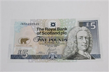 RBS Commemorative 5lb Bank Note with Envelope & Paperwork