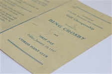 1947 Crosby Pro-Am $10,000 at Cypress Point First Day Unmarked Scorecard
