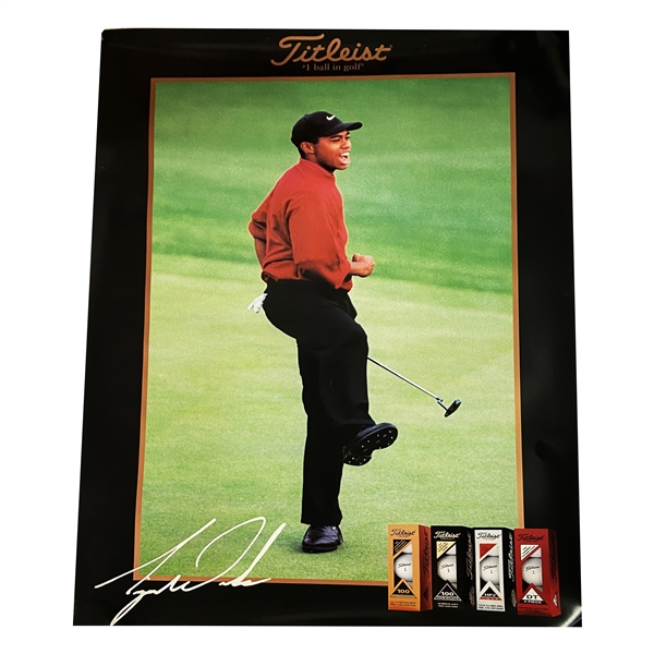 Tiger Woods Titleist Golf Ball Poster Depicting 1997 Masters Tournament Fist Pump