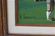 H. Hargrove Augusta National Clubhouse with Bobby Jones & Group Canvas Print - Framed