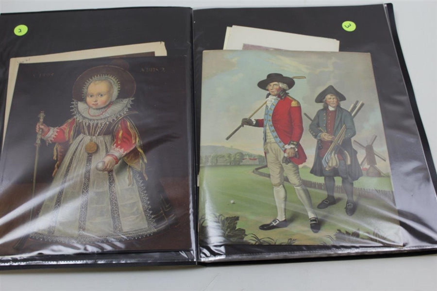 Binder Collection of Early Golf Illustrations, Artwork, Drawings, Prints, & other 