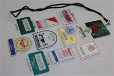Ten (10) Various Year & Event Caddy Badges & Credentials - Donnie Wanstall Collection