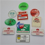 Ten (10) Various Year & Event Caddy Badges & Credentials - Donnie Wanstall Collection