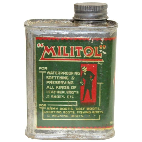 Circa 1910's - 1920's Militol Golf Shoe Oil Can From London