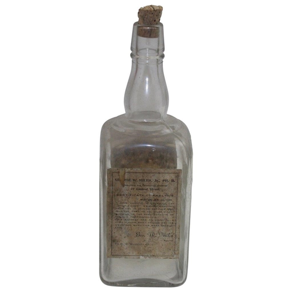 Vintage Myopia Club Glass Whiskey Quart Bottle w/ Golf Scene 