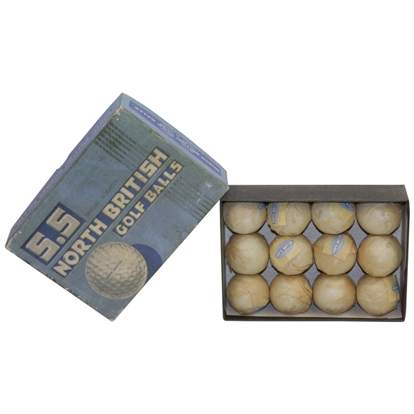 Complete S.S. North British Golf Balls Individually Wrapped in Box Dozen - Reproductions