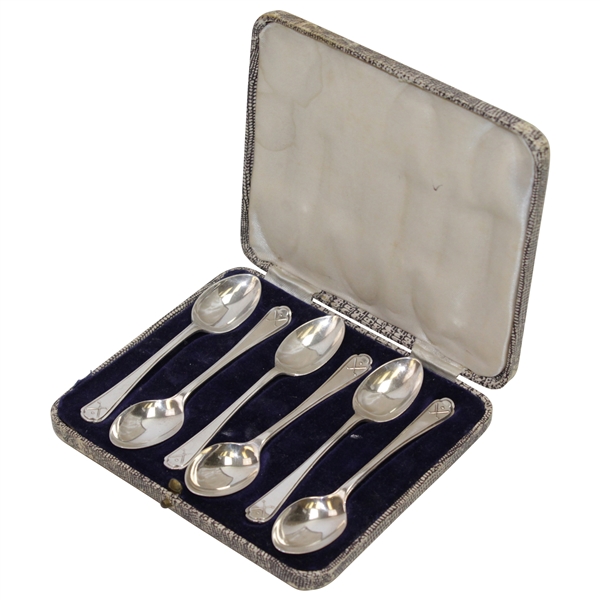 Circa 1930's Sheffield Sterling Golf Spoons Set of 6 in Original Presentation Box 