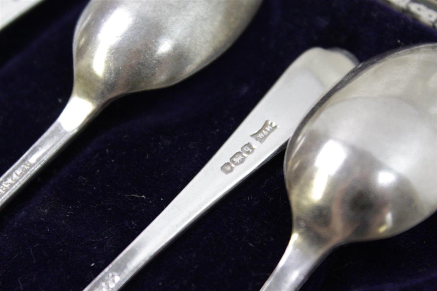 Circa 1930's Sheffield Sterling Golf Spoons Set of 6 in Original Presentation Box 