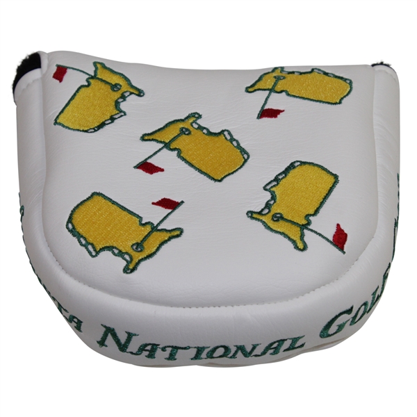 Augusta National Golf Club White Mallet Putter Head Cover with Yellow Logos
