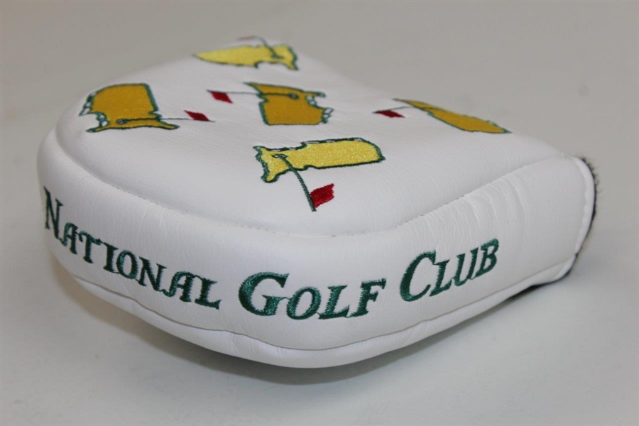 Augusta National Golf Club White Mallet Putter Head Cover with Yellow Logos