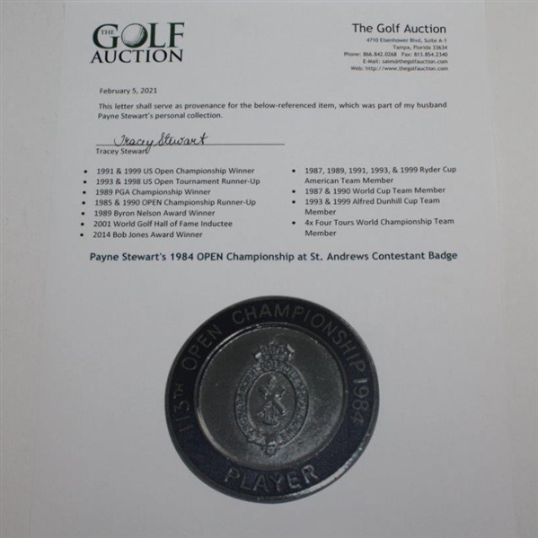 Payne Stewart's 1984 OPEN Championship at St. Andrews Contestant Badge