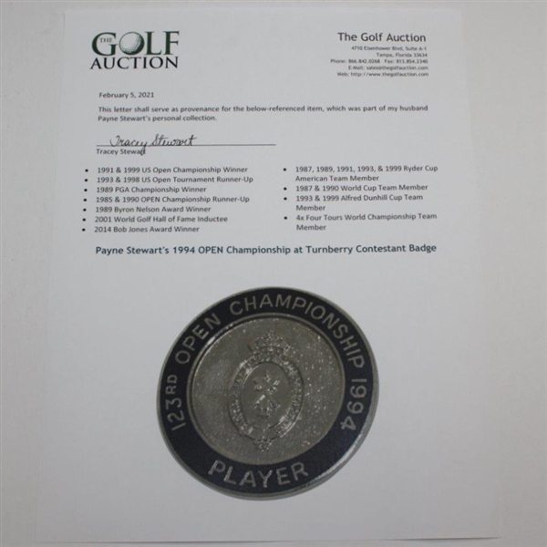 Payne Stewart's 1994 OPEN Championship at Turnberry Contestant Badge