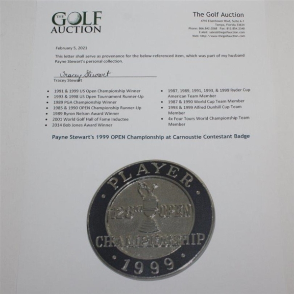 Payne Stewart's 1999 OPEN Championship at Carnoustie Contestant Badge