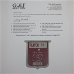 Payne Stewart's 1983 Masters Tournament Contestant Badge #30