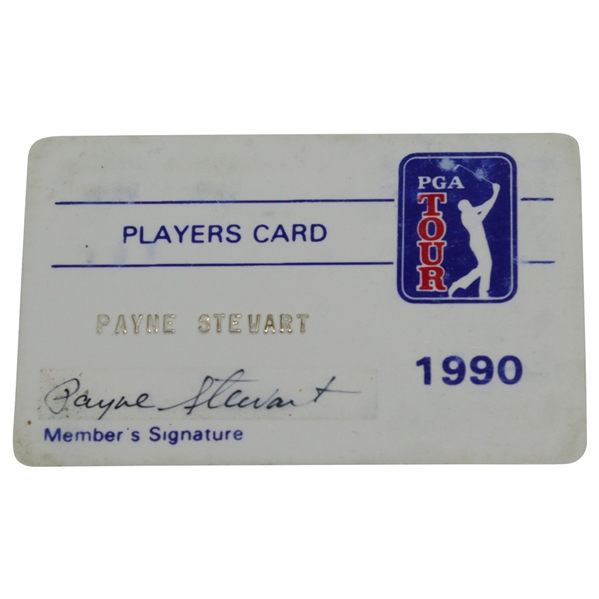 Payne Stewarts Official 1990 PGA Tour Member Card - Signed JSA ALOA
