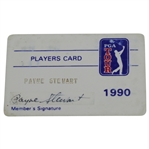 Payne Stewarts Official 1990 PGA Tour Member Card - Signed JSA ALOA