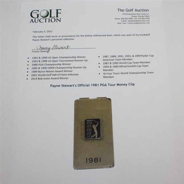 Payne Stewart's Official 1981 PGA Tour Money Clip