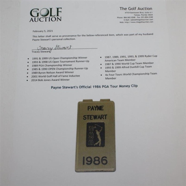 Payne Stewart's Official 1986 PGA Tour Money Clip