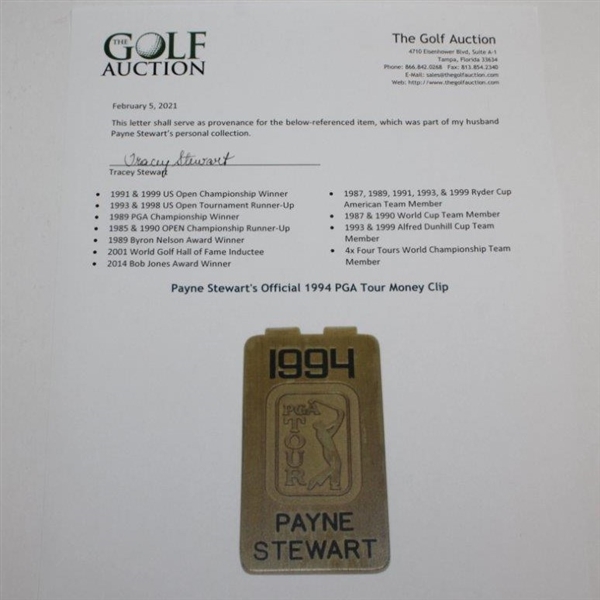 Payne Stewart's Official 1994 PGA Tour Money Clip
