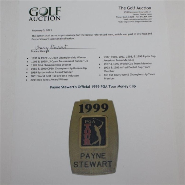 Payne Stewart's Official 1999 PGA Tour Money Clip