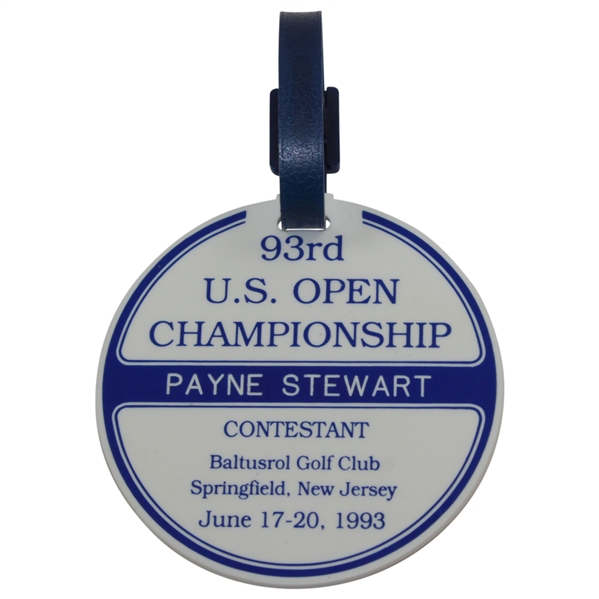 Runner-Up Payne Stewart's 1993 US Open at Baltusrol Contestant Bag Tag
