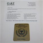 Payne Stewart's 1982 President Marcos Golf Inv. Contestant Plate/Paperweight