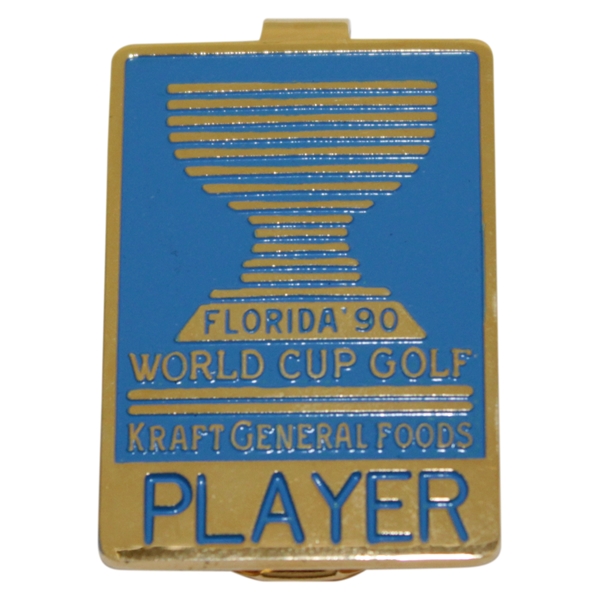 Champion Payne Stewart's 1990 Florida World Cup Golf Contestant Badge/Clip