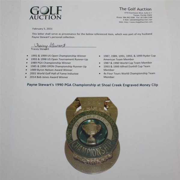 Payne Stewart's 1990 PGA Championship at Shoal Creek Engraved Money Clip