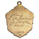 1926 Illinois PGA Winner's 10k Gold William Marshall Memorial Medal Won by Jock Hutchinson