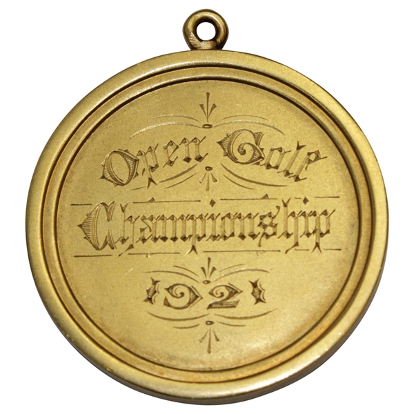 1921 OPEN Championship at St. Andrews Winner's Gold Medal Won by Jock Hutchison - First American