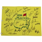 2016 Masters Champions Dinner Flag Signed by 28 Incl. Tiger with Arnie & Jack Center JSA ALOA