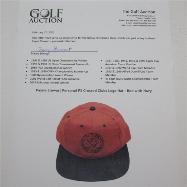 Payne Stewart Personal PS Crossed Clubs Logo Hat - Red with Navy