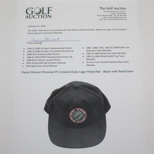 Payne Stewart Personal PS Crossed Clubs Logo Fitted Hat - Black with Red/Green