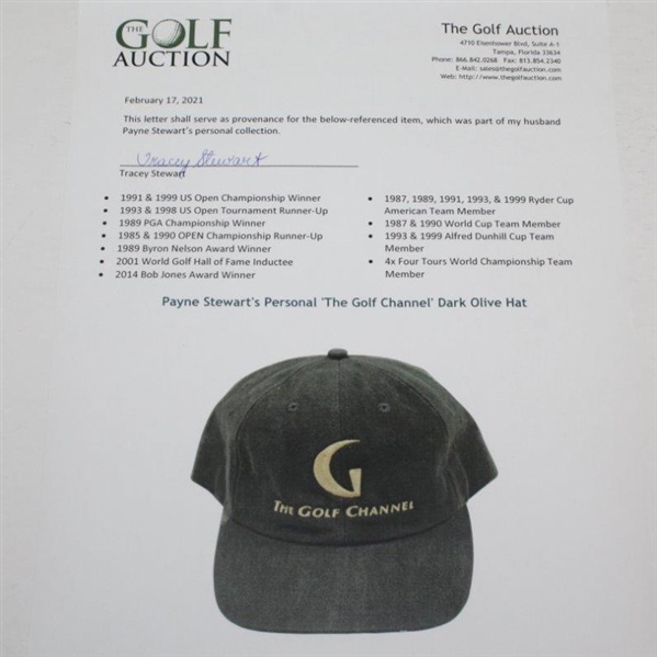 Payne Stewart's Personal 'The Golf Channel' Dark Olive Hat