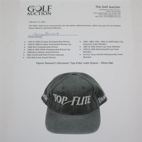 Payne Stewart's Personal 'Top-Flite' with Etonic - Olive Hat