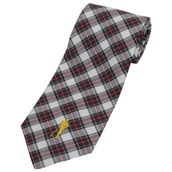 Payne Stewarts Personal Payne Stewart with Gold Silhouette Logo Necktie - Red/Green/White