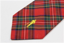 Payne Stewart's Personal 'Payne Stewart' with Gold Silhouette Logo Necktie - Red/Green/Blue/White