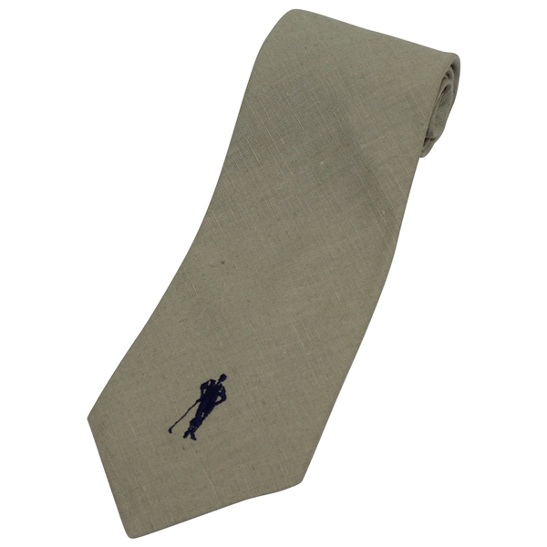 Payne Stewart's Personal 'Payne Stewart' with Navy Silhouette Logo Necktie - Stone