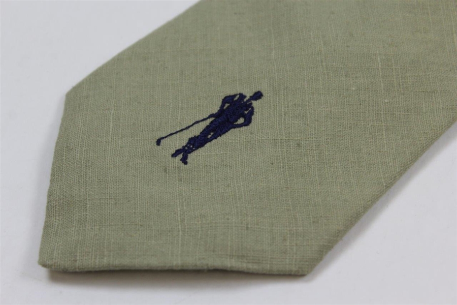 Payne Stewart's Personal 'Payne Stewart' with Navy Silhouette Logo Necktie - Stone