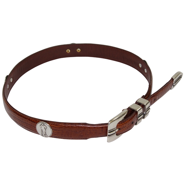 Payne Stewarts Personal Logo Brown Enmon Italian Saddle Leather Belt - Size 32