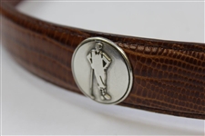 Payne Stewart's Personal Logo Brown Enmon Italian Saddle Leather Belt - Size 32