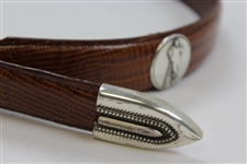 Payne Stewart's Personal Logo Brown Enmon Italian Saddle Leather Belt - Size 32