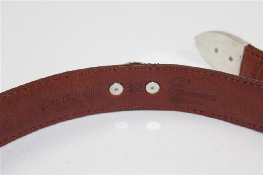 Payne Stewart's Personal Logo Brown Enmon Italian Saddle Leather Belt - Size 32