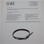Payne Stewart's Personal Logo Brown Enmon Italian Saddle Leather Belt - Size 32