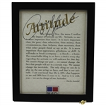 Payne Stewarts Personal Worn Motivational Attitude Pin & Signed Framed Quote Page JSA ALOA