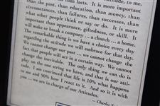 Payne Stewart's Personal Worn Motivational 'Attitude' Pin & Signed Framed Quote Page JSA ALOA